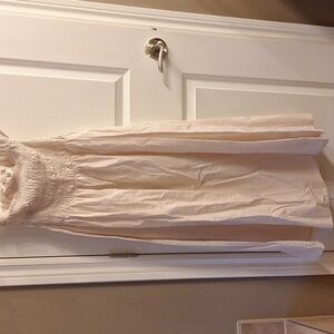 Cream Smocked Cotton Midi Dress Stapless Or Comes With Spaghetti Straps